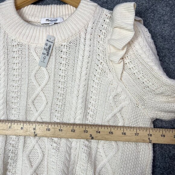 NEW $110 Madewell Hollydene Ruffle-Shoulder Pullover Sweater Size Small WOOL - Picture 5 of 9